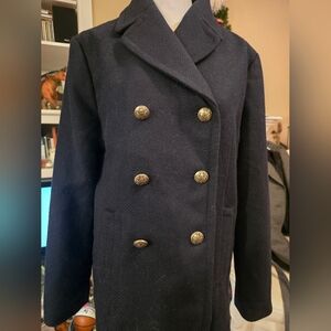 Navy Double-Breasted Peacoat with Gold Buttons